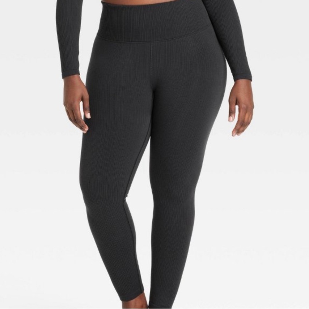 Black Ribbed All In Motion High-Waisted Leggings